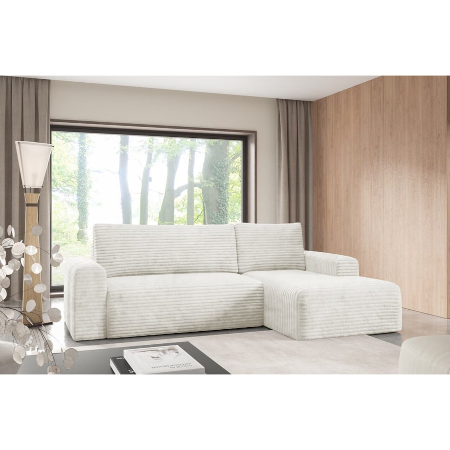 Narożnik SONTII z funkcją spania gruby sztruks Kolor: TILIA 1