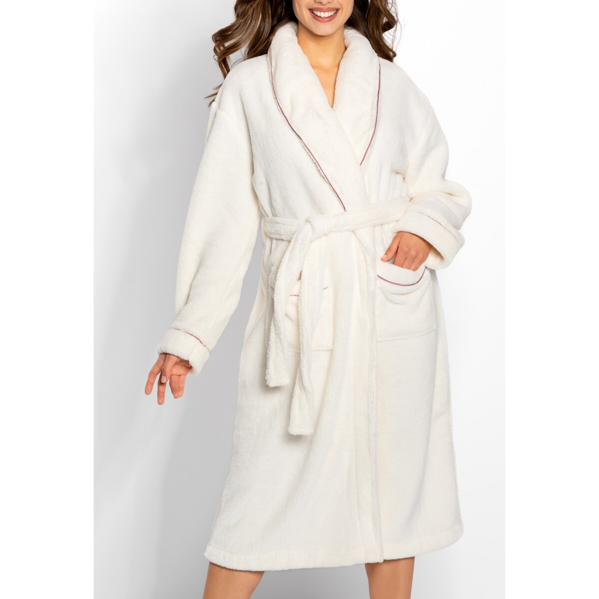 Szlafrok Dolce Vita Long Ecru-Dusty Pink, XL