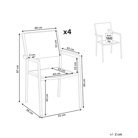 Zestaw 4 krzeseł ogrodowych biały GROSSETO