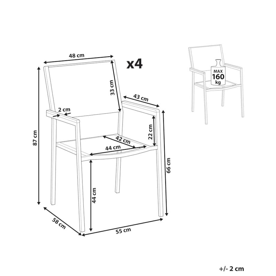 Zestaw 4 krzeseł ogrodowych biały GROSSETO
