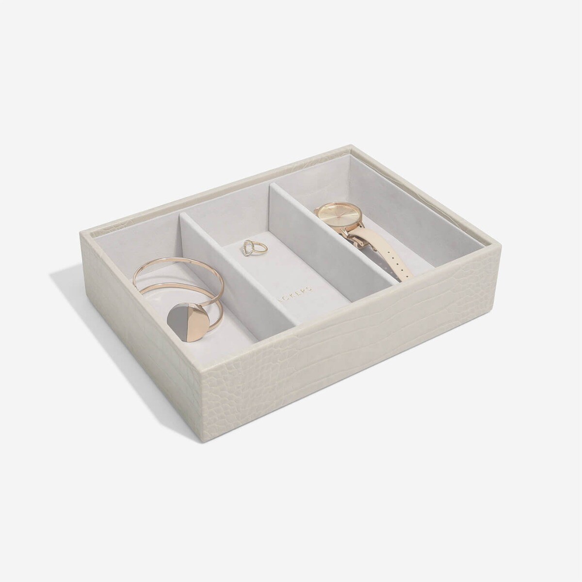 Szkatułka na biżuterię Stackers Croc 3 komorowa classic putty