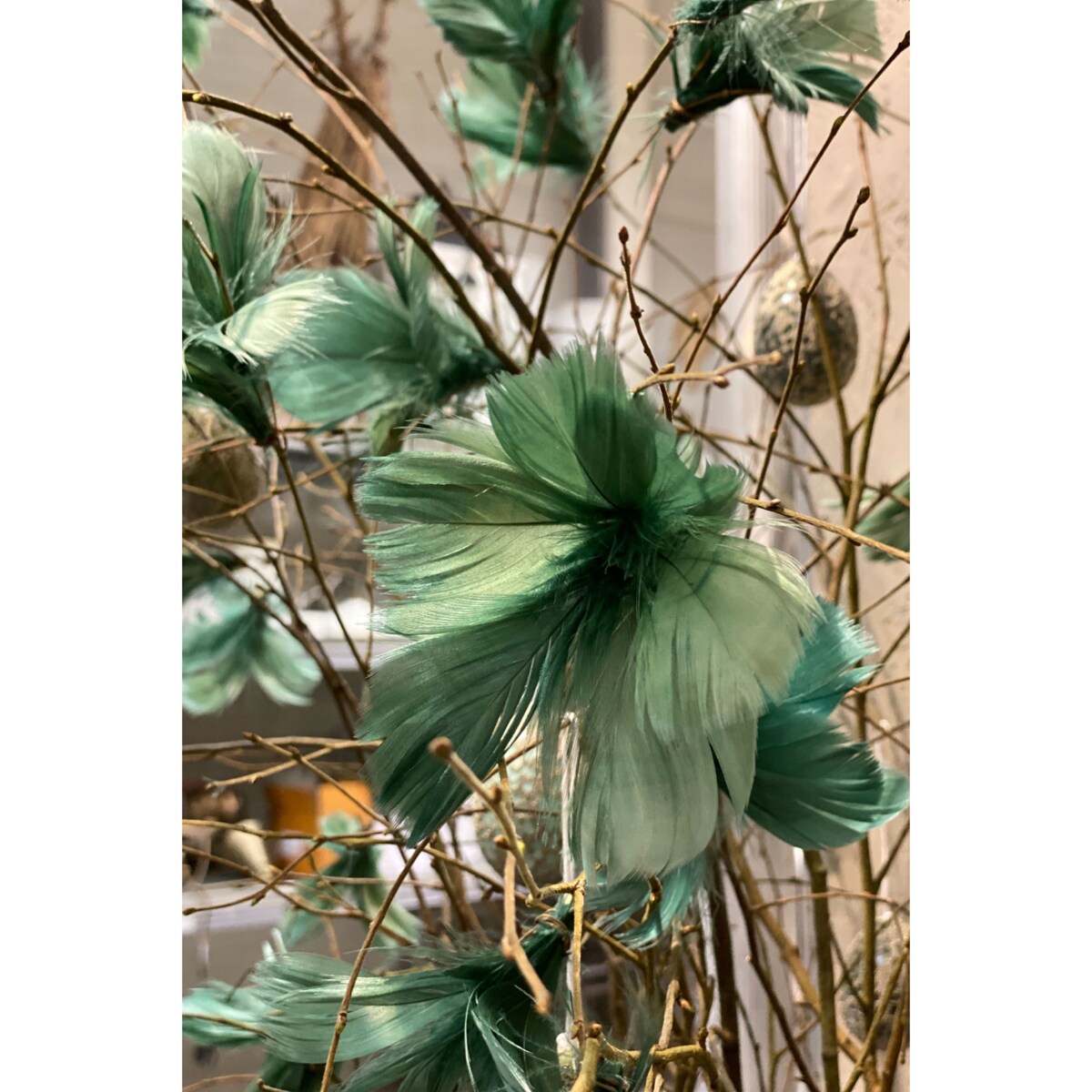 3 szt. PIÓRO NATURALNE dekoracyjne zielone