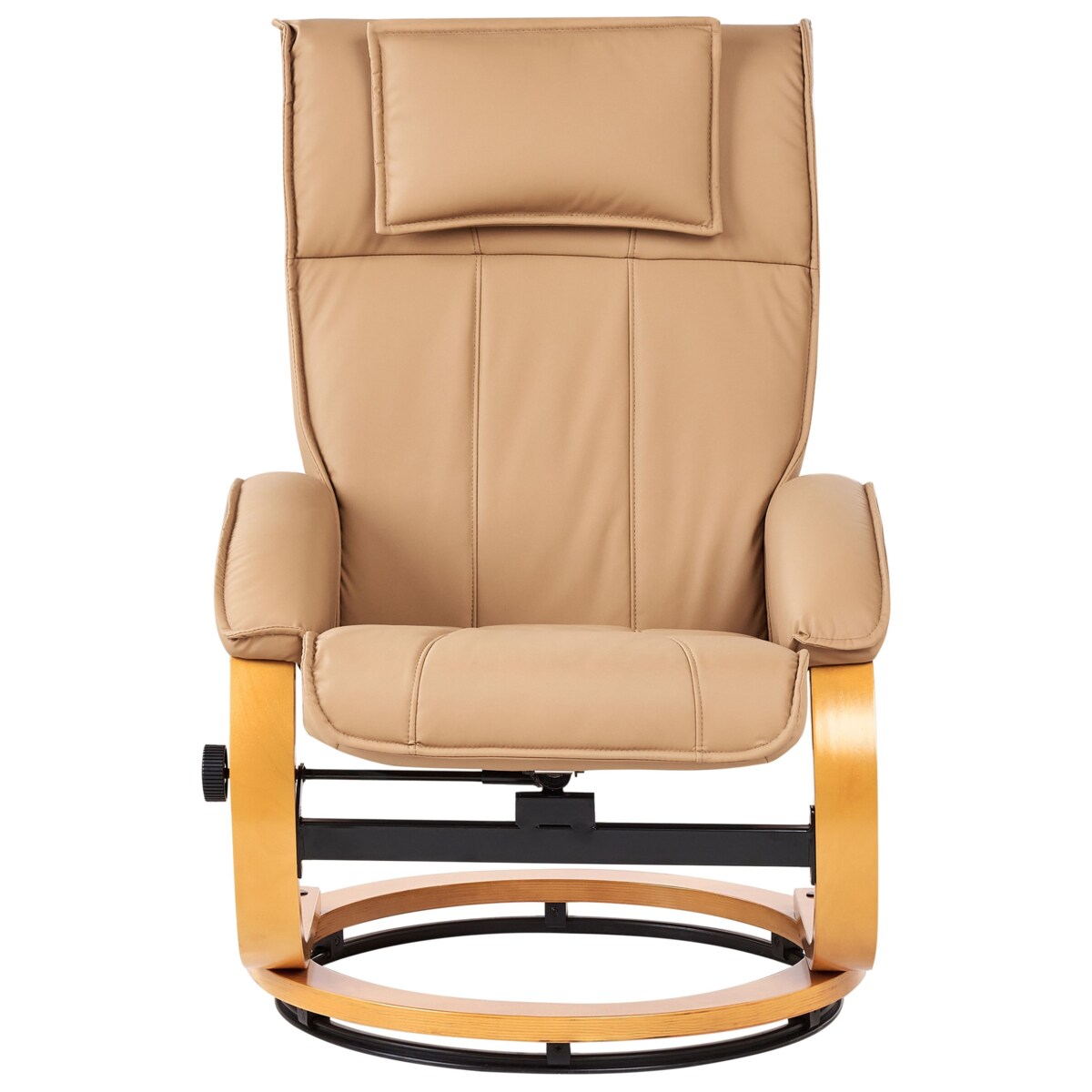 Fotel z masażem MAJESTIC Z podnóżkiem Ekoskóra Jasnobrązowy