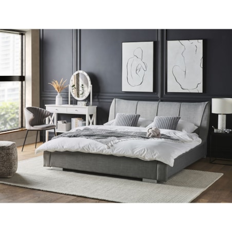 Łóżko tapicerowane 140 x 200 cm szare NANTES