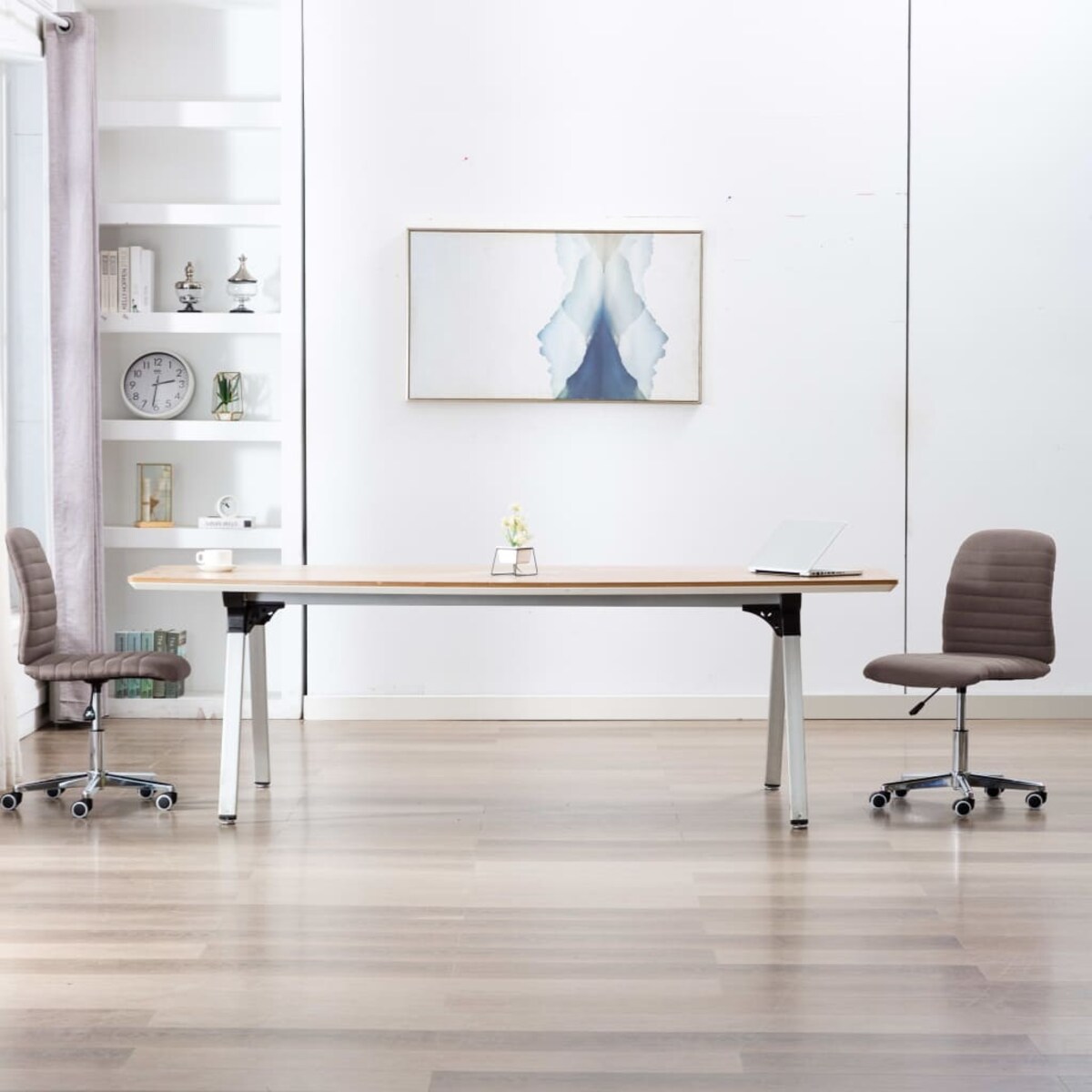 vidaXL Krzesła stołowe, 2 szt., kolor taupe, obite tkaniną