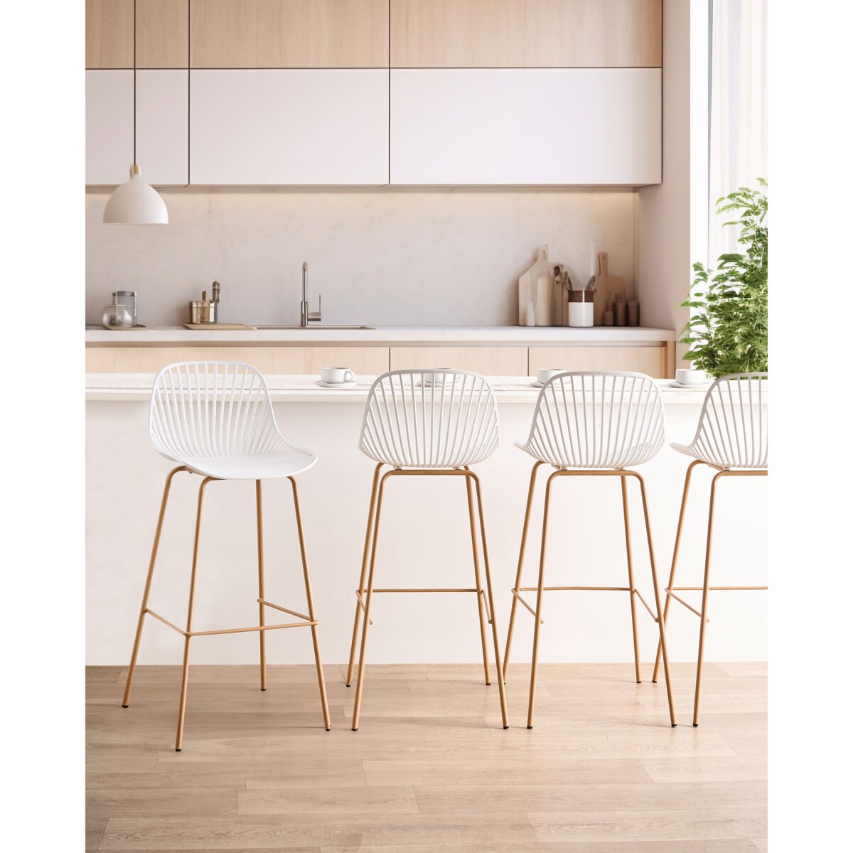 Zestaw 4 krzeseł barowych KLEVE Biały