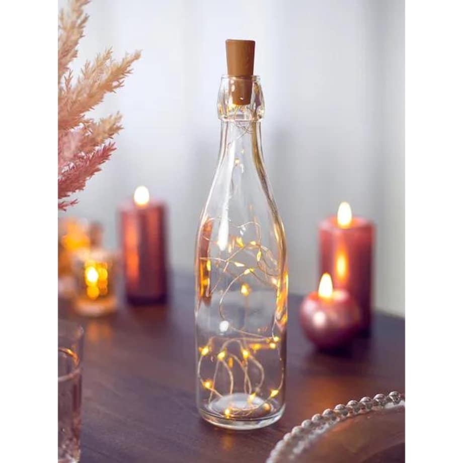 Lampki LED z korkiem do butelki, ciepły biały, 197cm