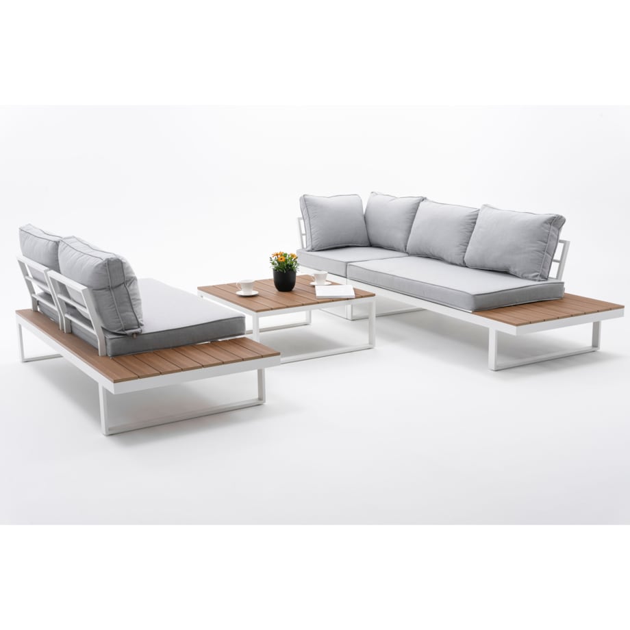 Meble ogrodowe narożnik nowoczesny aluminium MALE biały