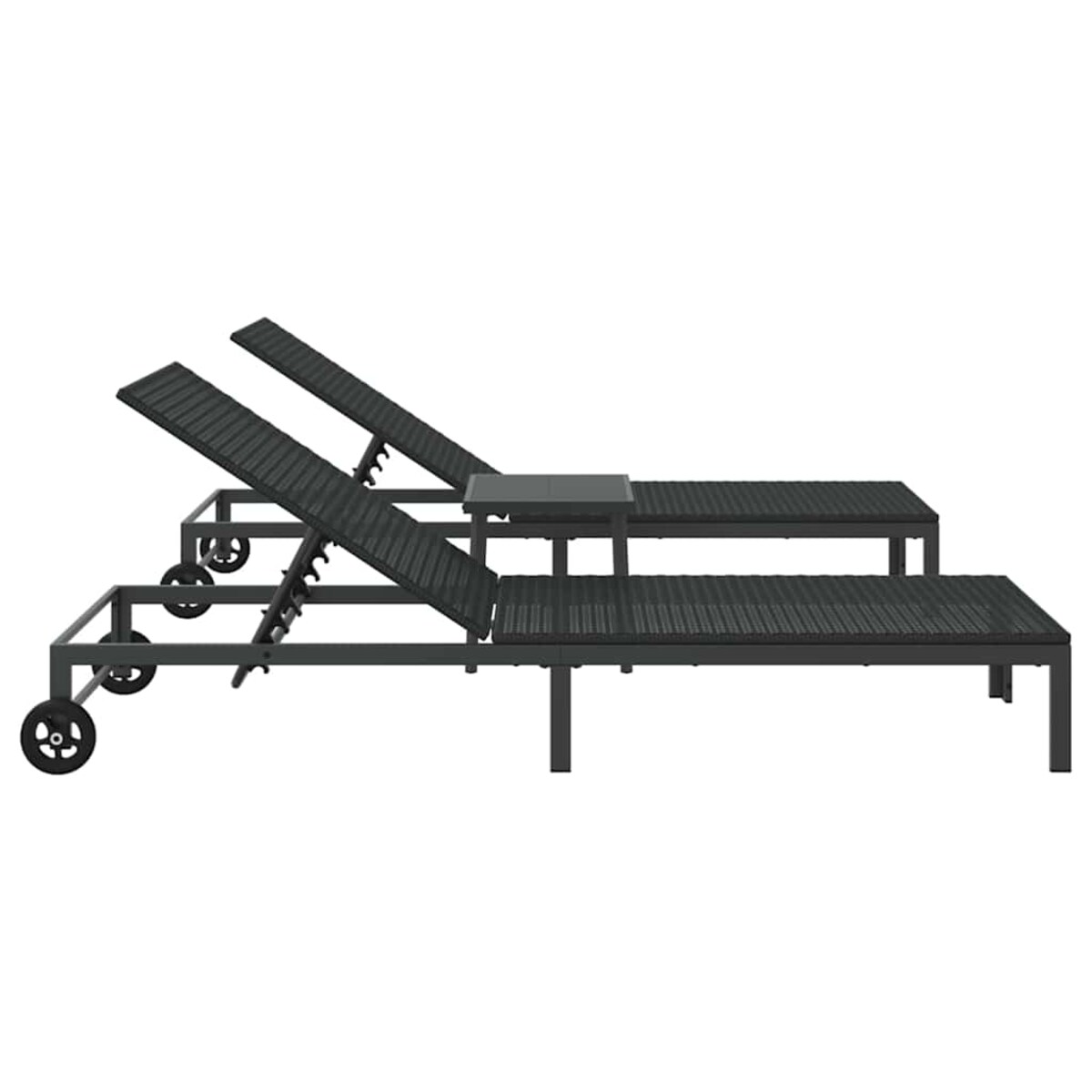 vidaXL Leżak z poduszką 3 pcs Czarny 40 x 39 x 40.5cm polirattan