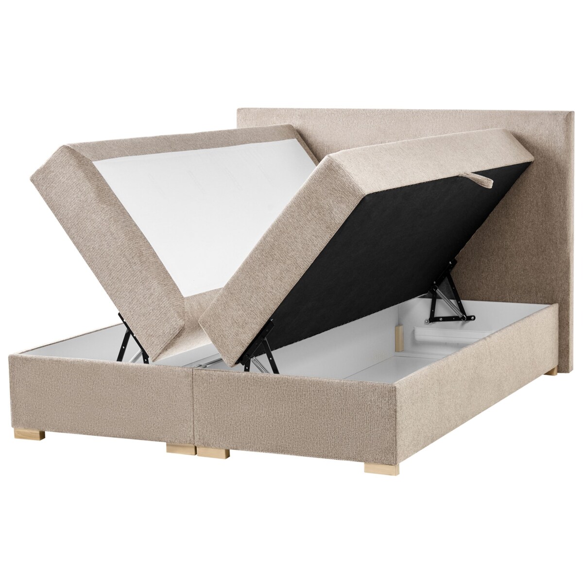 Łóżko kontynentalne z pojemnikiem MAJOR 140 x 200 cm Beżowoszary