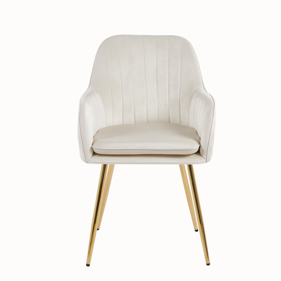 KRZESŁO TAPICEROWANE VELVET WELUR DO SALONU JADALNI KUCHNI BEŻOWY MIA GOLD