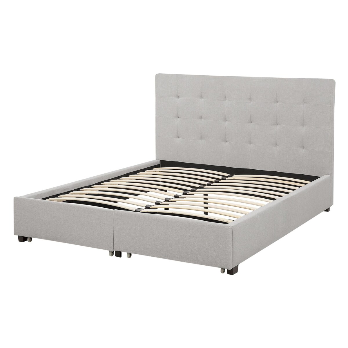 Łóżko z szufladami tapicerowane 140 x 200 cm jasnoszare LA ROCHELLE