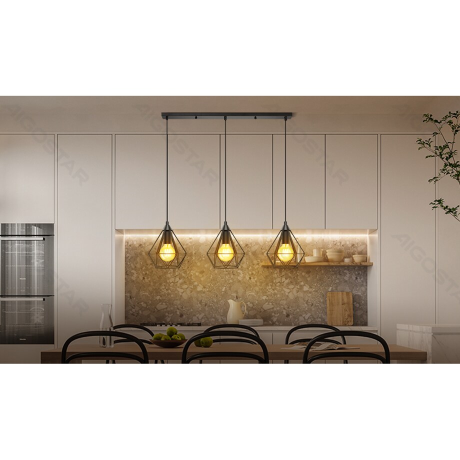 żelazna lampa wisząca loft potrójna e27*3