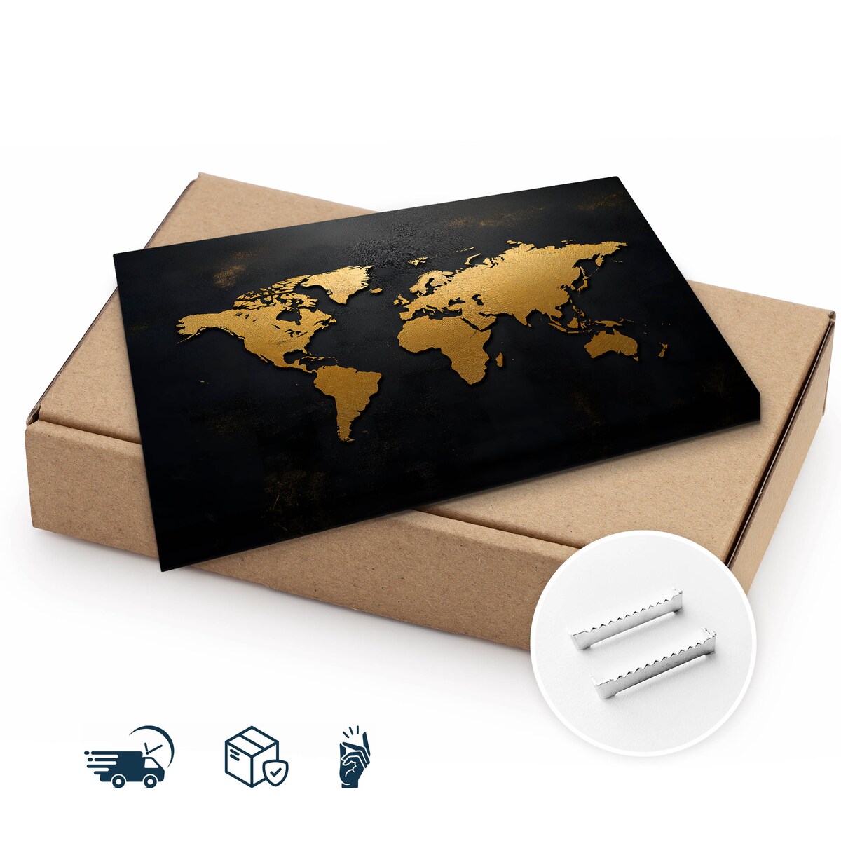 Obraz Na Płótnie Do Salonu Biura Złota Mapa Świata Nowoczesny Styl 120x80cm