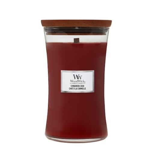 WoodWick świeca duża CINNAMON CHAI