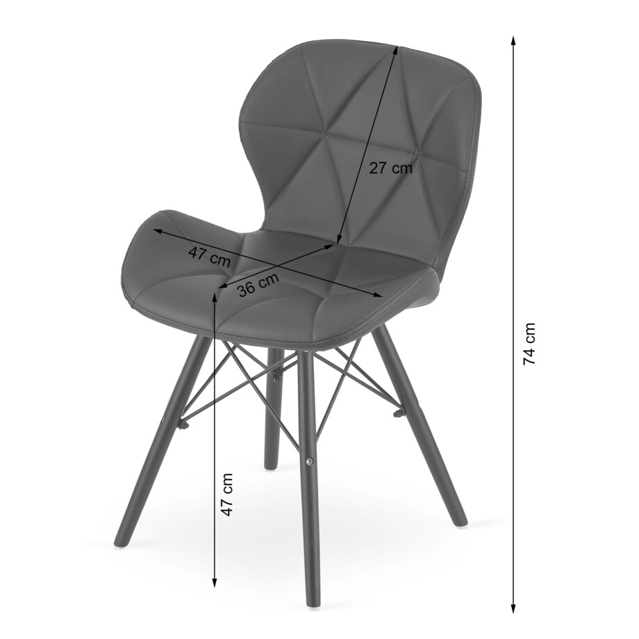 Krzesło Do Jadalni Kuchni Salonu Lago Ekoskóra - Czarne / Nogi Czarne X 4
