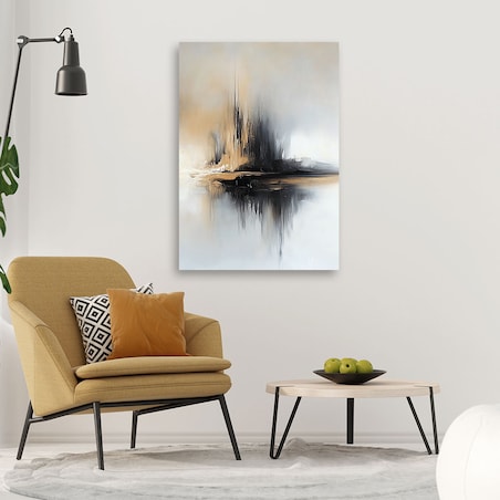 Nowoczesny obraz na ścianę do salonu Abstrakcja Beżowo Szara 70x100