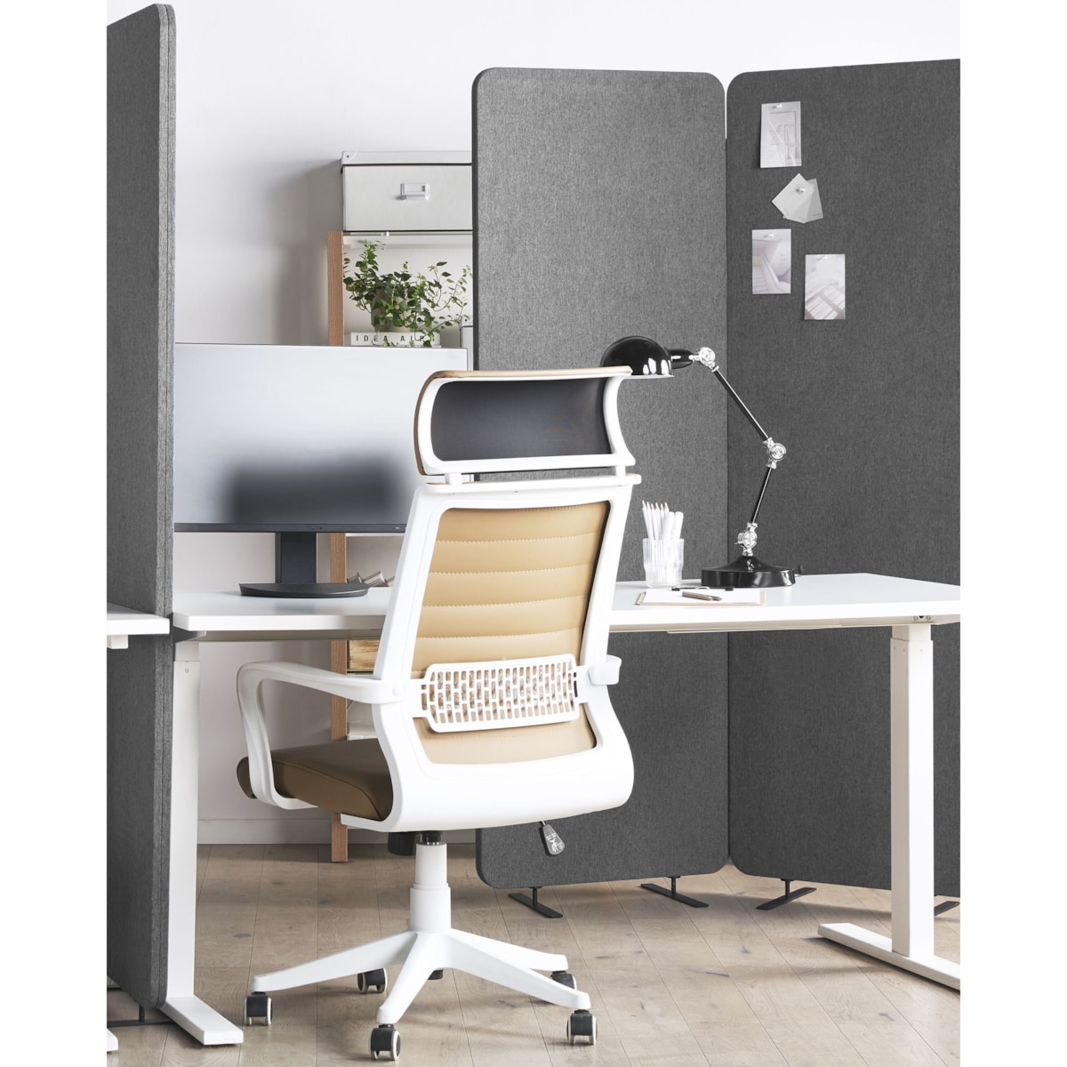 Przegroda biurkowa 184 x 184 cm Szary STANDI