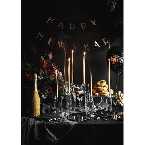 Świeca stożkowa matowa, czarny, 24cm