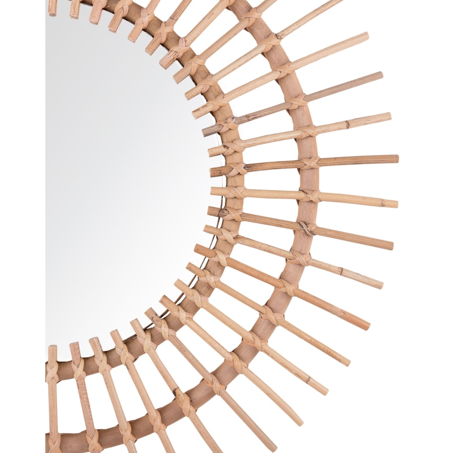 Rattanowe lustro ścienne słońce ø 76 cm naturalne STENEN