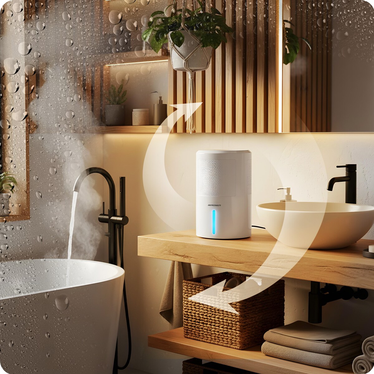 Osuszacz powietrza pochłaniacz wilgoci 60W timer led 353000 Berdsen