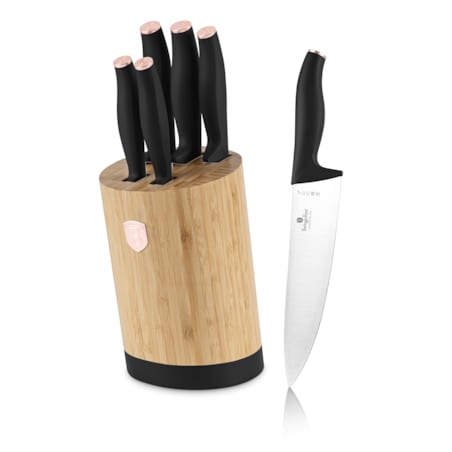 Zestaw 5 noży w stojaku bambusowym BerlingerHaus Black Rose Collection BH- 2752