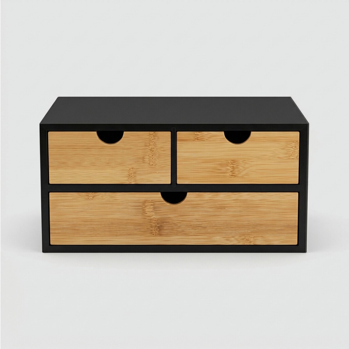 Bambusowy organizer na biurko HEGO,16 cm, 3 szufladkowy szufladkami