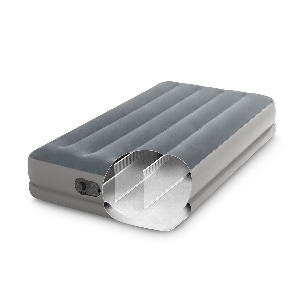 Materac dmuchany welurowy Intex łóżko z pompką USB 191x99 cm 64112