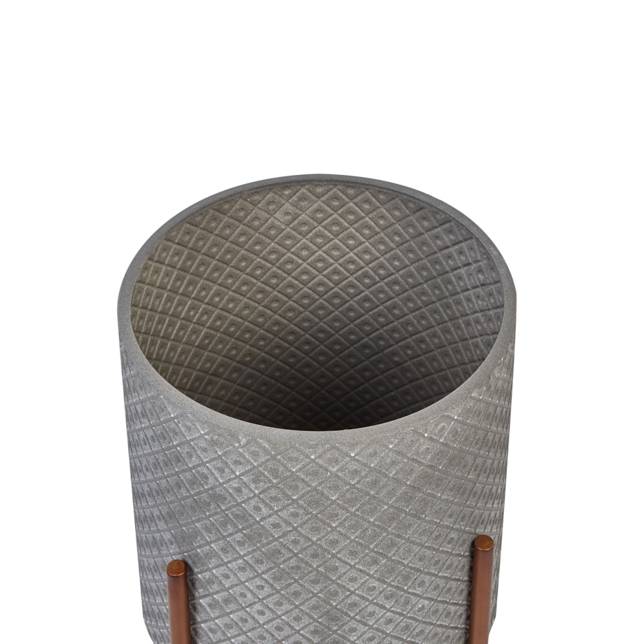 Doniczka na stojaku metalowa 31 x 31 x 52 cm szara ALATUM