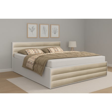 Łóżko ALDO 3 140x200 z potrójnymi panelami i pojemnikiem- beżowe