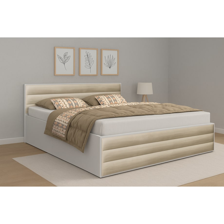 Łóżko ALDO 3 140x200 z potrójnymi panelami i pojemnikiem- beżowe