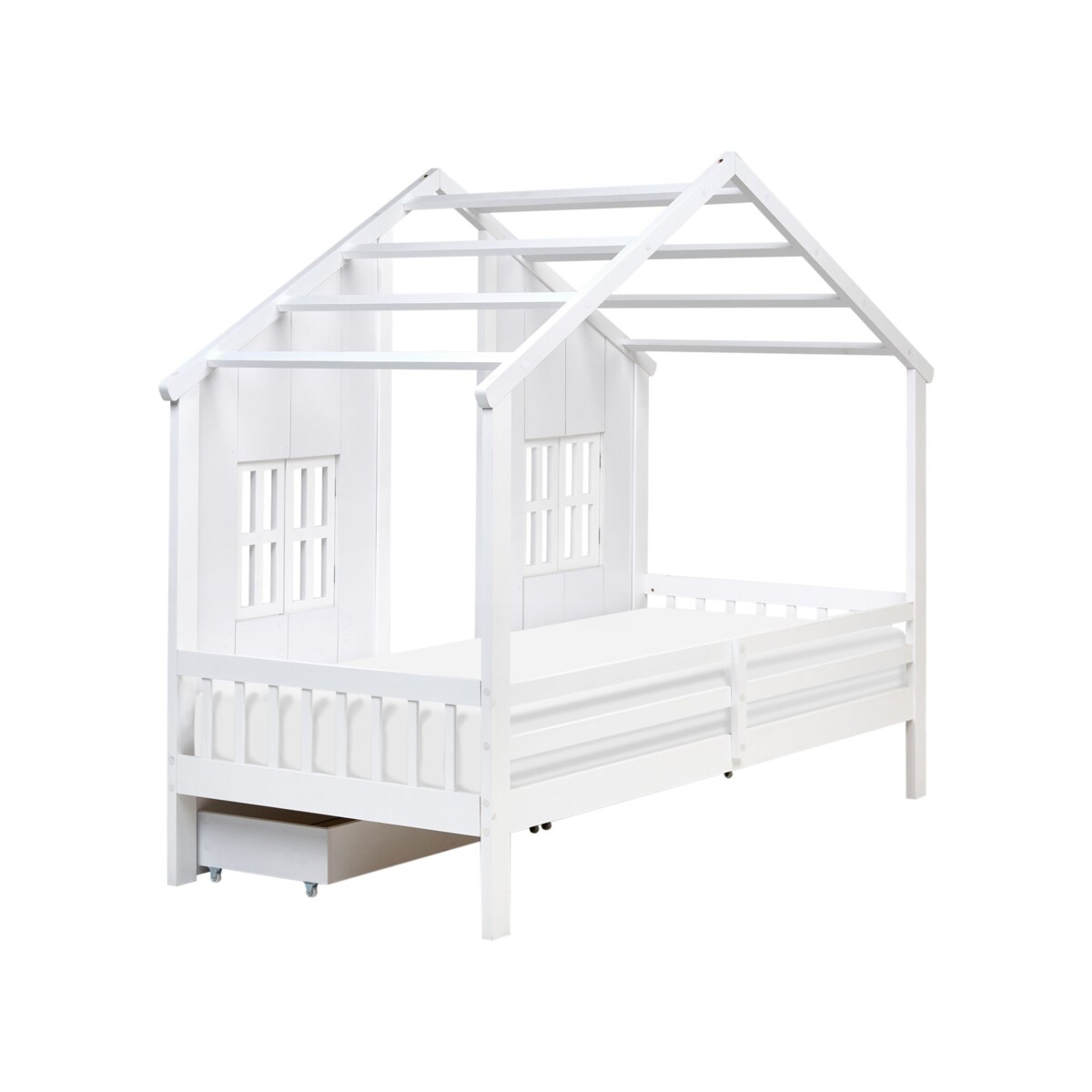 Łóżko dziecięce z szufladami Drewno sosnowe TRAPPES 90 x 200 cm Biały