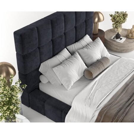 Łóżko tapicerowane SKIATHOS 180x200 z pojemnikiem, Czarny, tkanina Terra NW 99