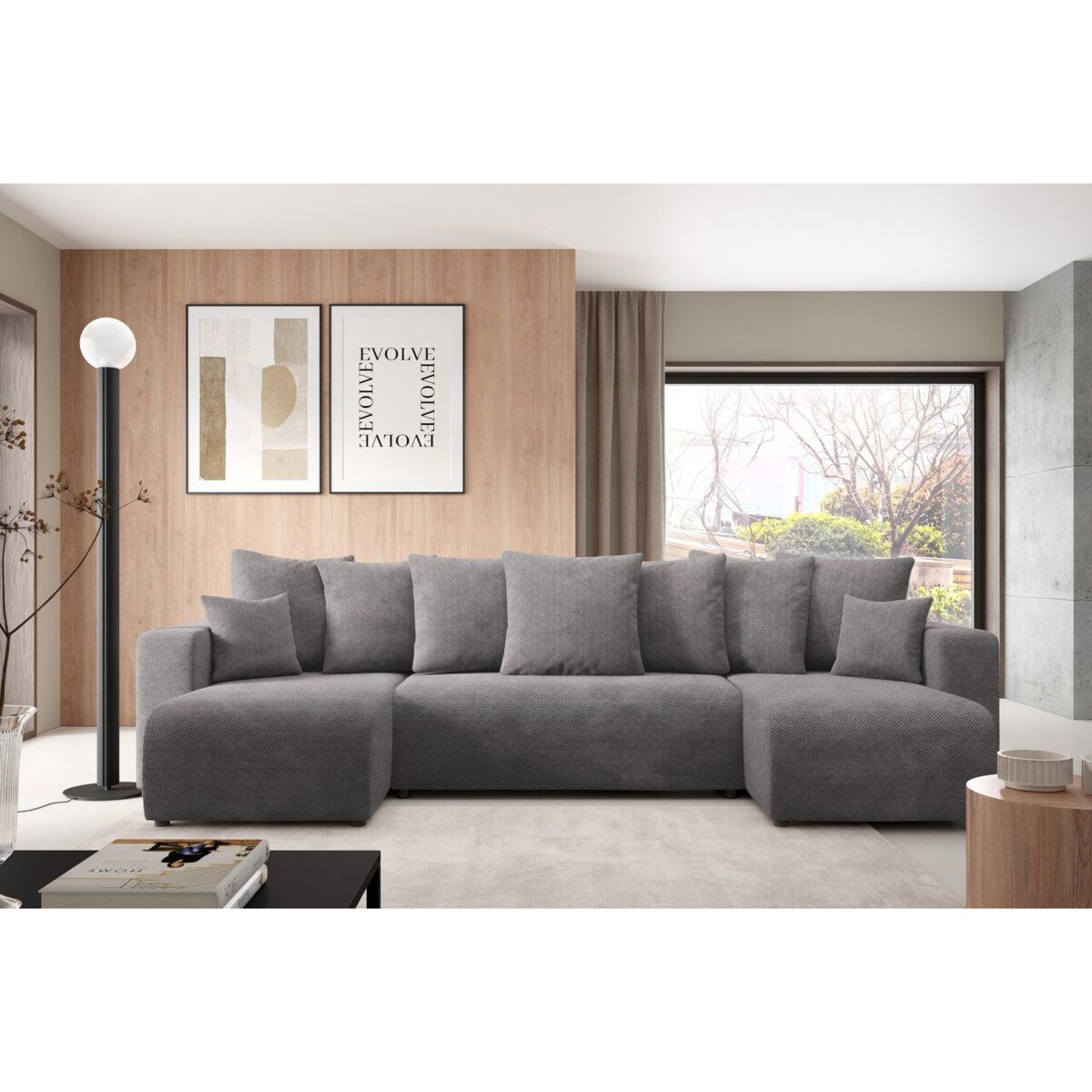 Narożnik EVORA U z pojemnikiem tkanina miękki plusz Kolor: Onega 07