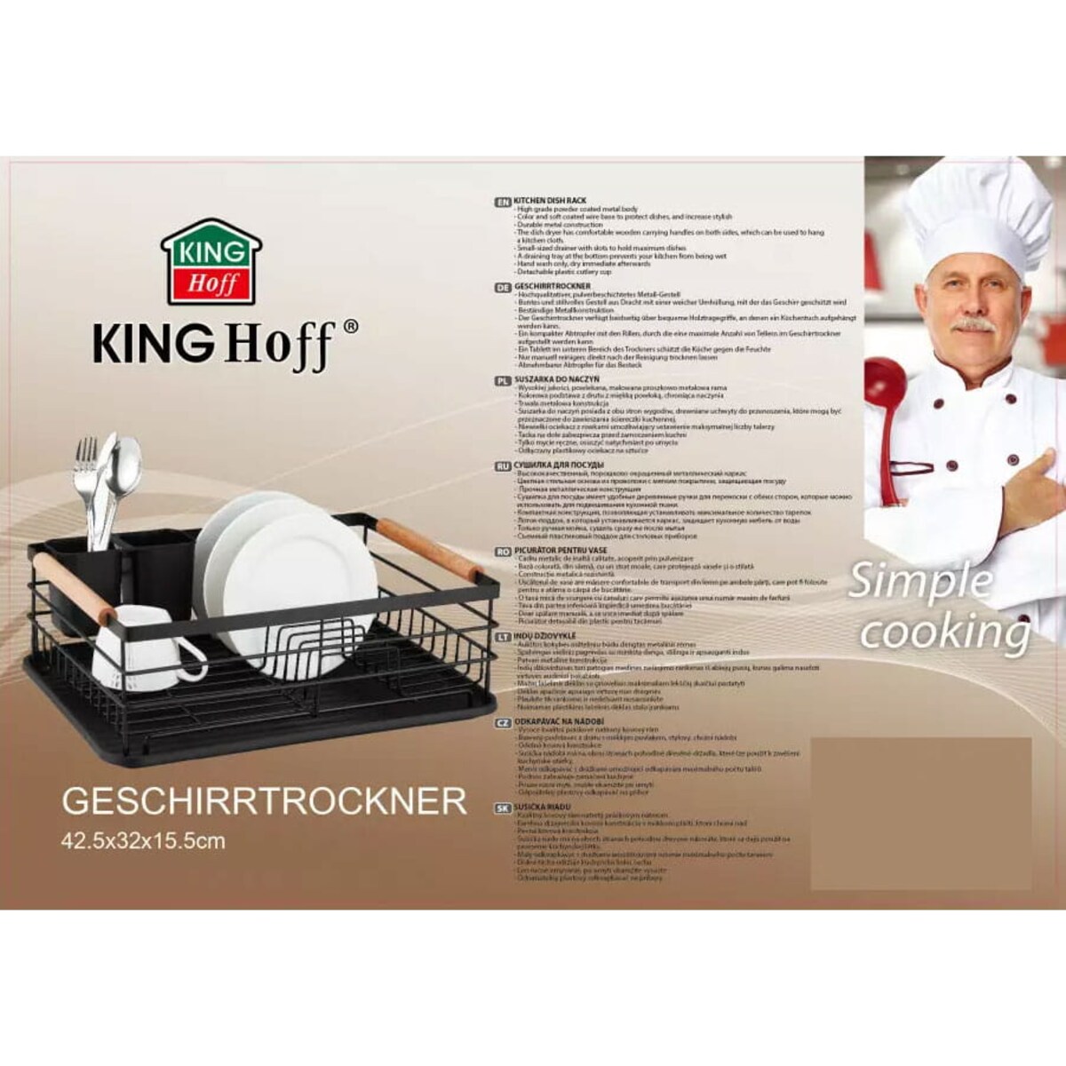 Suszarka do naczyń stojąca 42.5x32x15.5cm czarna KINGHOFF