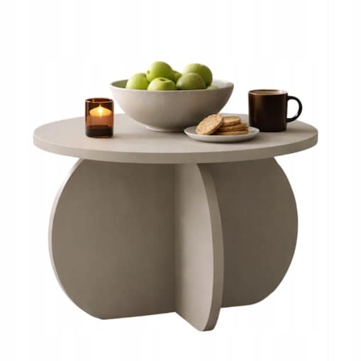 Stolik Kawowy YAPANDI Kaszmir 70 cm Okrągły Japandi Nowoczesny Do Salonu