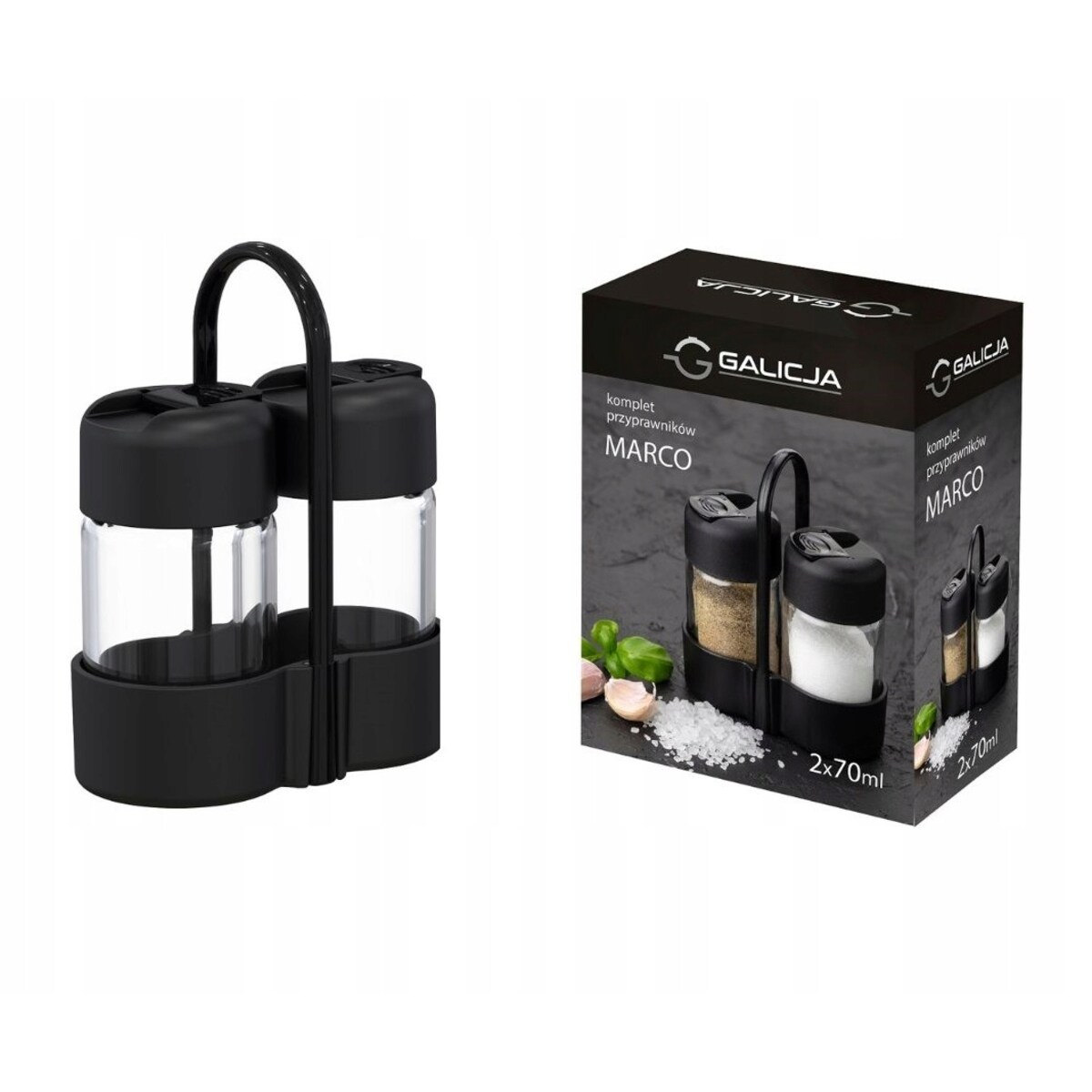 PRZYPRAWNIK na stół restauracji domu CZARNY solniczka pieprzniczka stojak