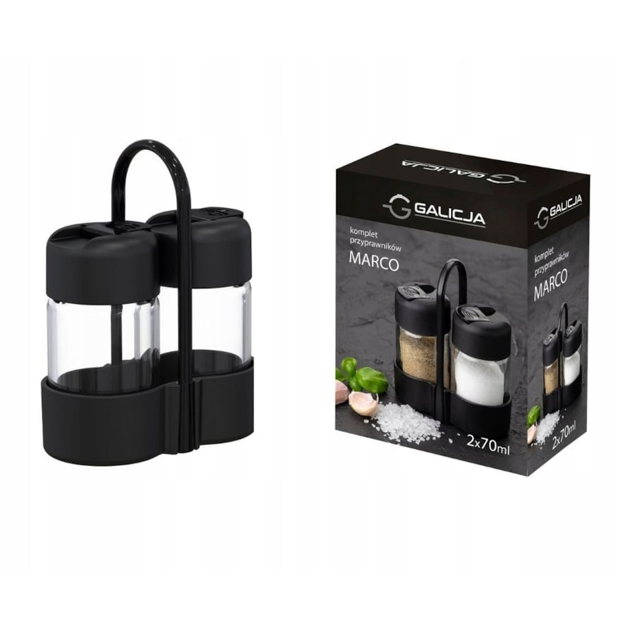 PRZYPRAWNIK na stół restauracji domu CZARNY solniczka pieprzniczka stojak