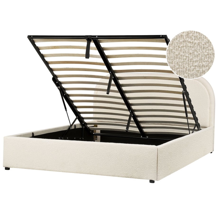 Łóżko z pojemnikiem boucle 140 x 200 cm jasnobeżowe QUILLIEN