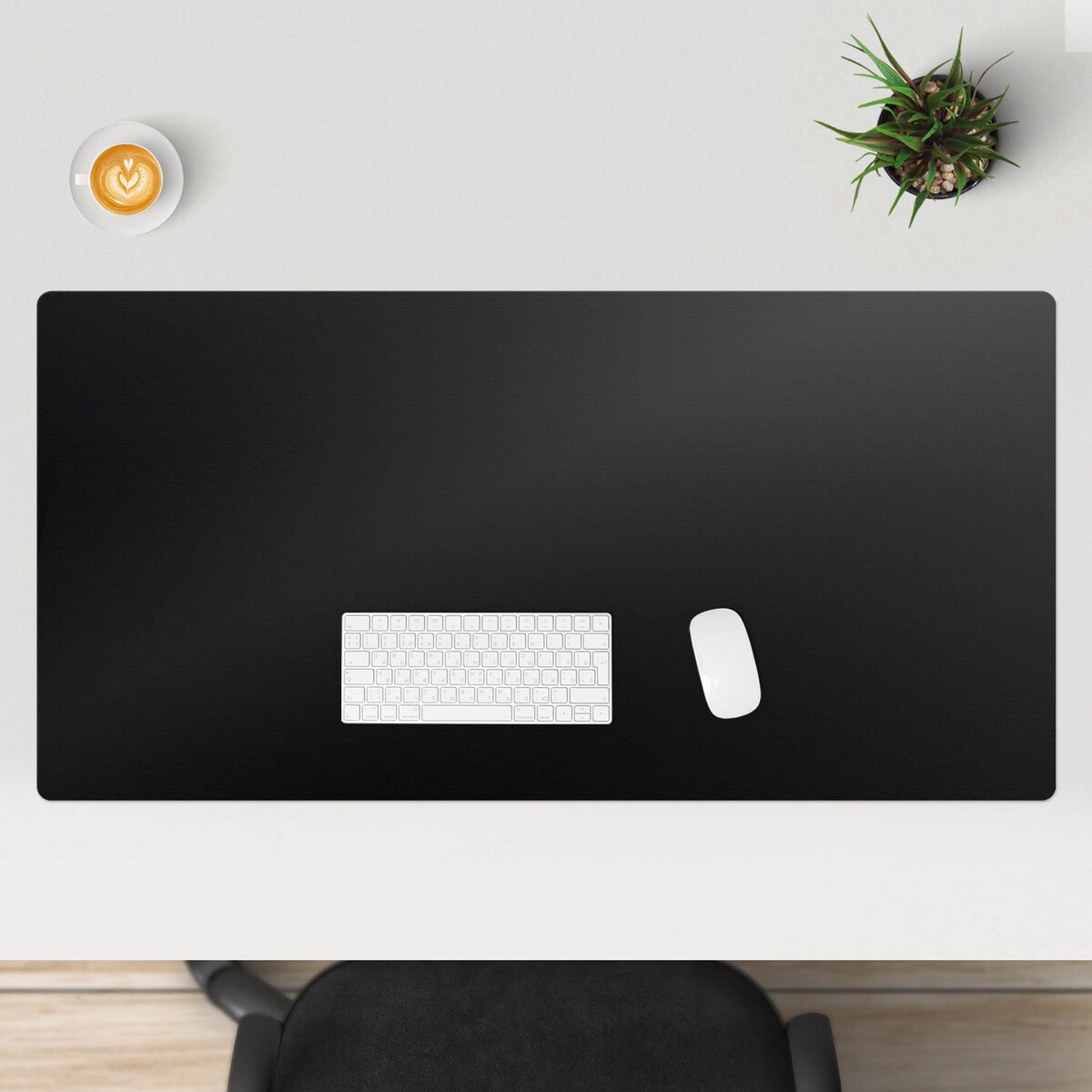 Czarna mata na biurko Kolor Ciemny grafitowy, 120x60 cm