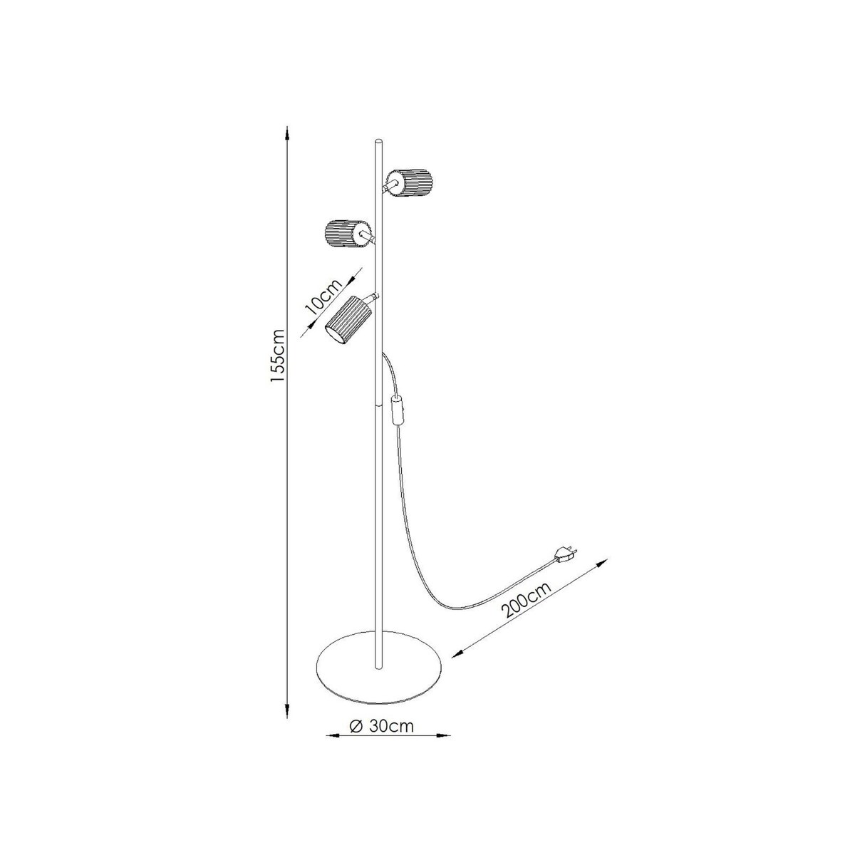 Lampa podłogowa KARBON 3 ochra czerwona