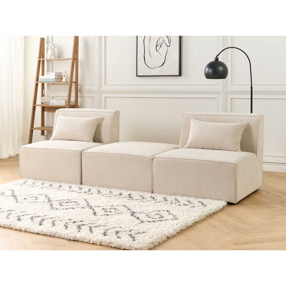 Otomana sztruksowa beżowa LEMVIG