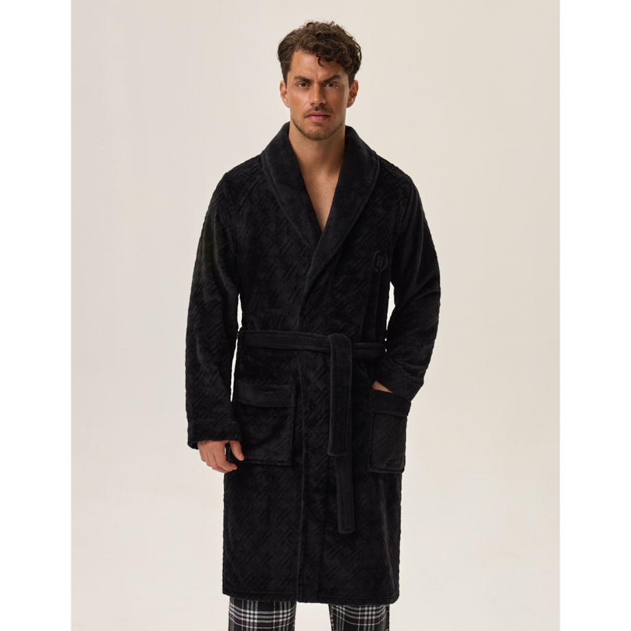 Szlafrok Huge 41941-99X Czarny Czarny, XXXL