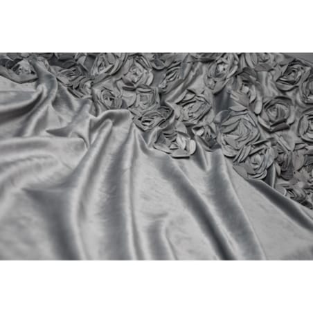 zasłona welurowa "bella rosa" z wyszywanymi różami 140x250 cm przelotki | jasny szary