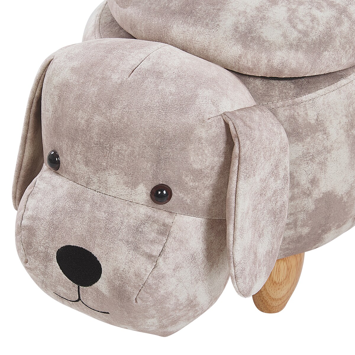 Pufa zwierzak ze schowkiem DOGGY Welur Beżowy Pies
