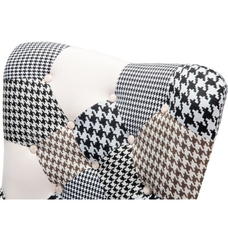 Fotel z podnóżkiem patchwork szary VEJLE
