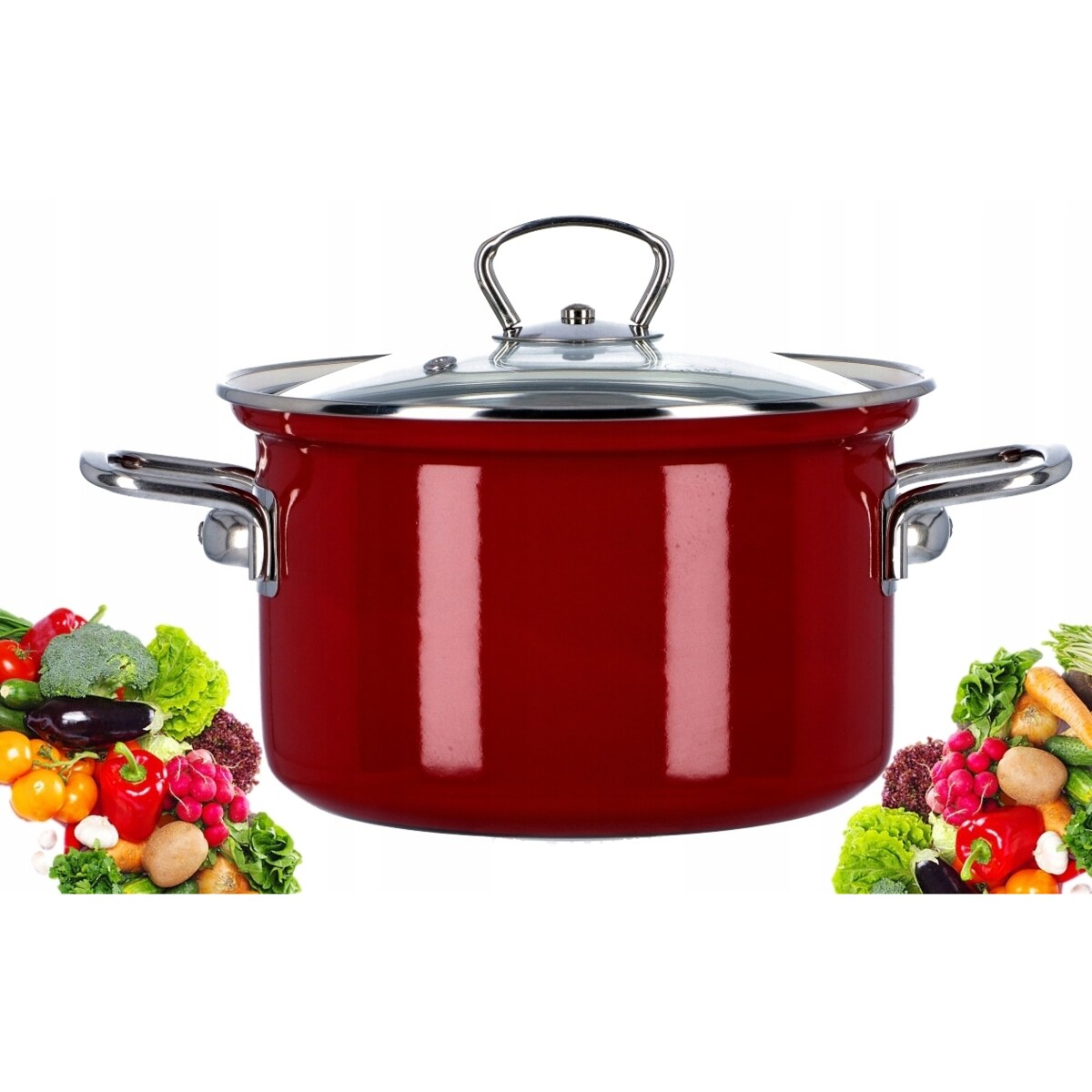 Garnek tradycyjny emaliowany czerwony Belis 20 cm do gotowania CZESKI 3,6L