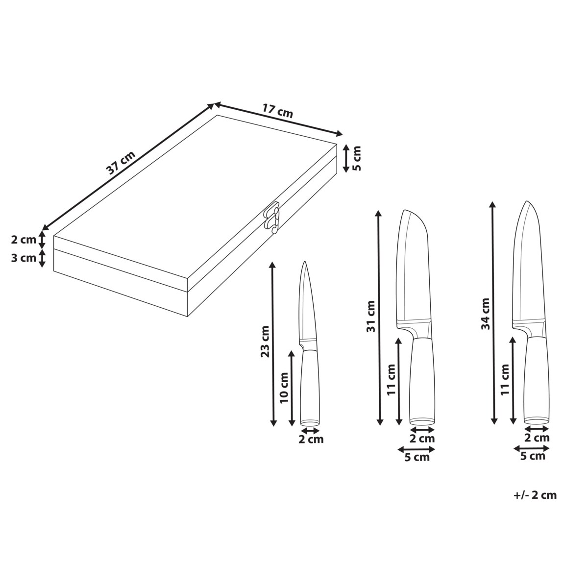 Zestaw 3 noży Stal damasceńska KASHIWA Czarny