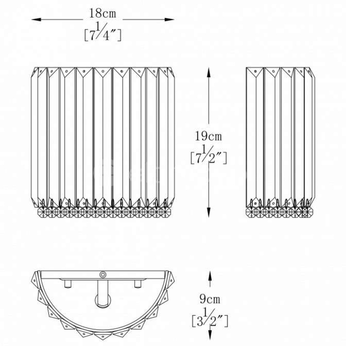 Kinkiet LAMPA ścienna PRINCE W0360-01A-B5AC Zumaline kryształowa OPRAWA półokrągła glamour crystal przezroczysta