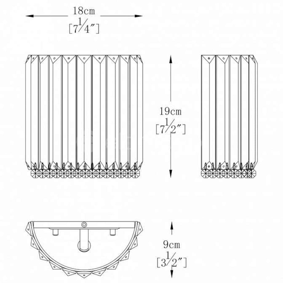 Kinkiet LAMPA ścienna PRINCE W0360-01A-B5AC Zumaline kryształowa OPRAWA półokrągła glamour crystal przezroczysta